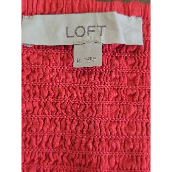 Loft Womens Medium Coral Red Tie Front V Neck Cami Tank Top Blouse Flowy Swing - Picture 7 of 9